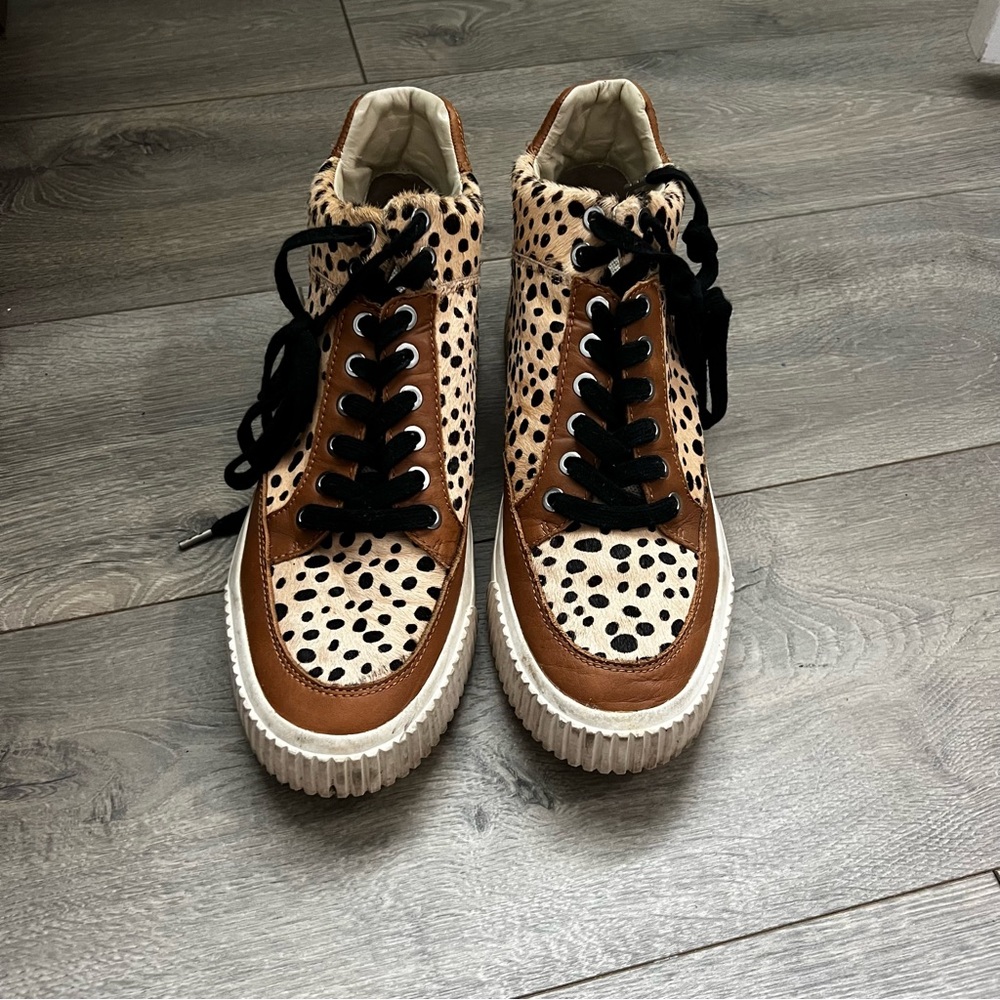 Leopard Print High-Top Sneakers